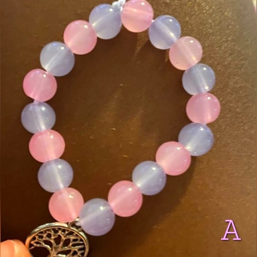 Handmade Crystal / Glass / Stone Bead Jewelry Pink Bracelet With Charm